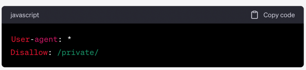 Example of code to block search engines crawlers from accessing your website
